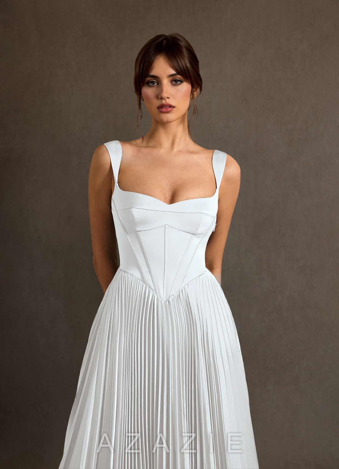 Azazie Dean Diamond White Sheath Sweetheart Neckline Stretch Satin Dress diamond_white