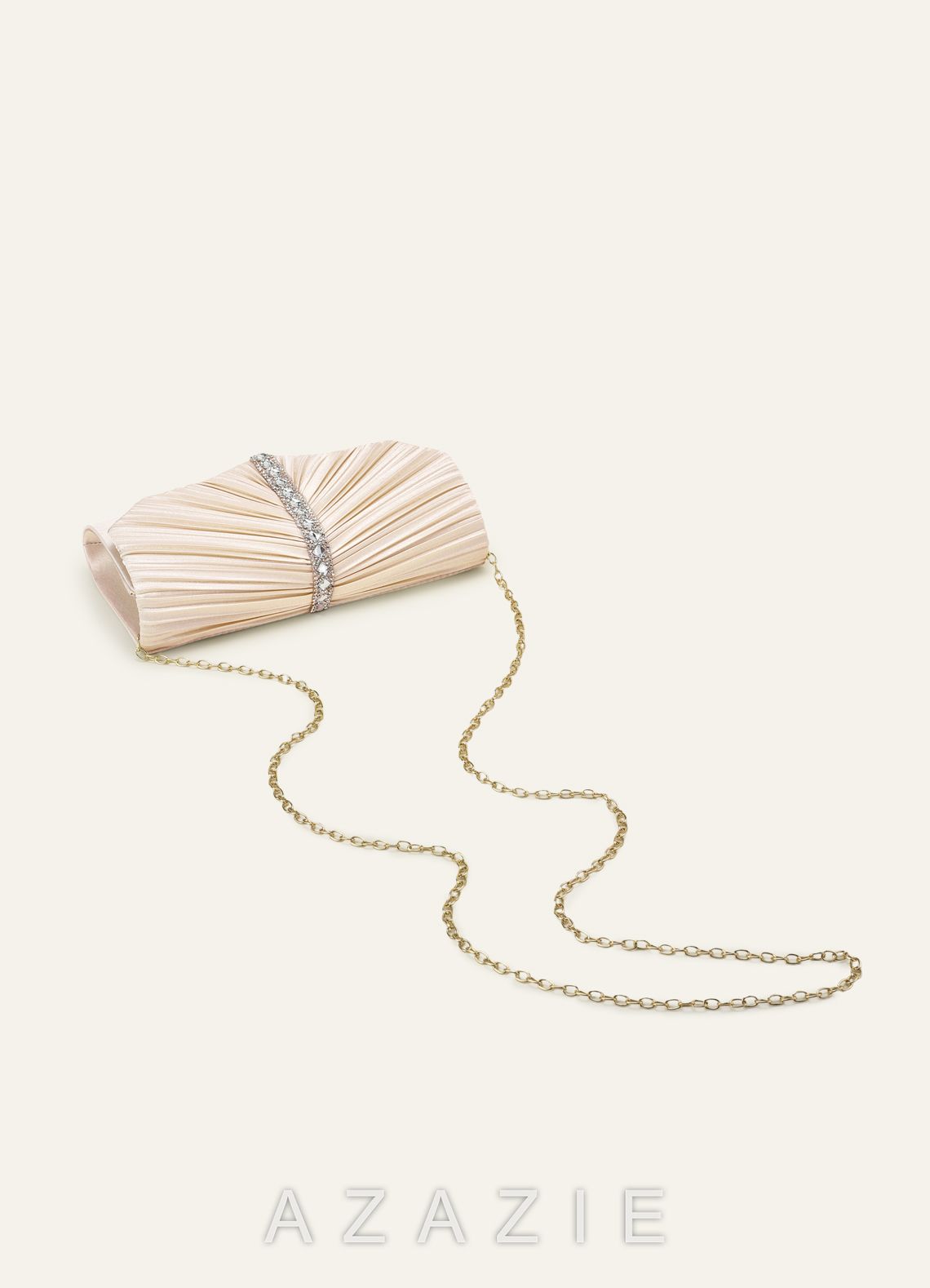 Crystal Pleated Satin Envelope Clutch Bag