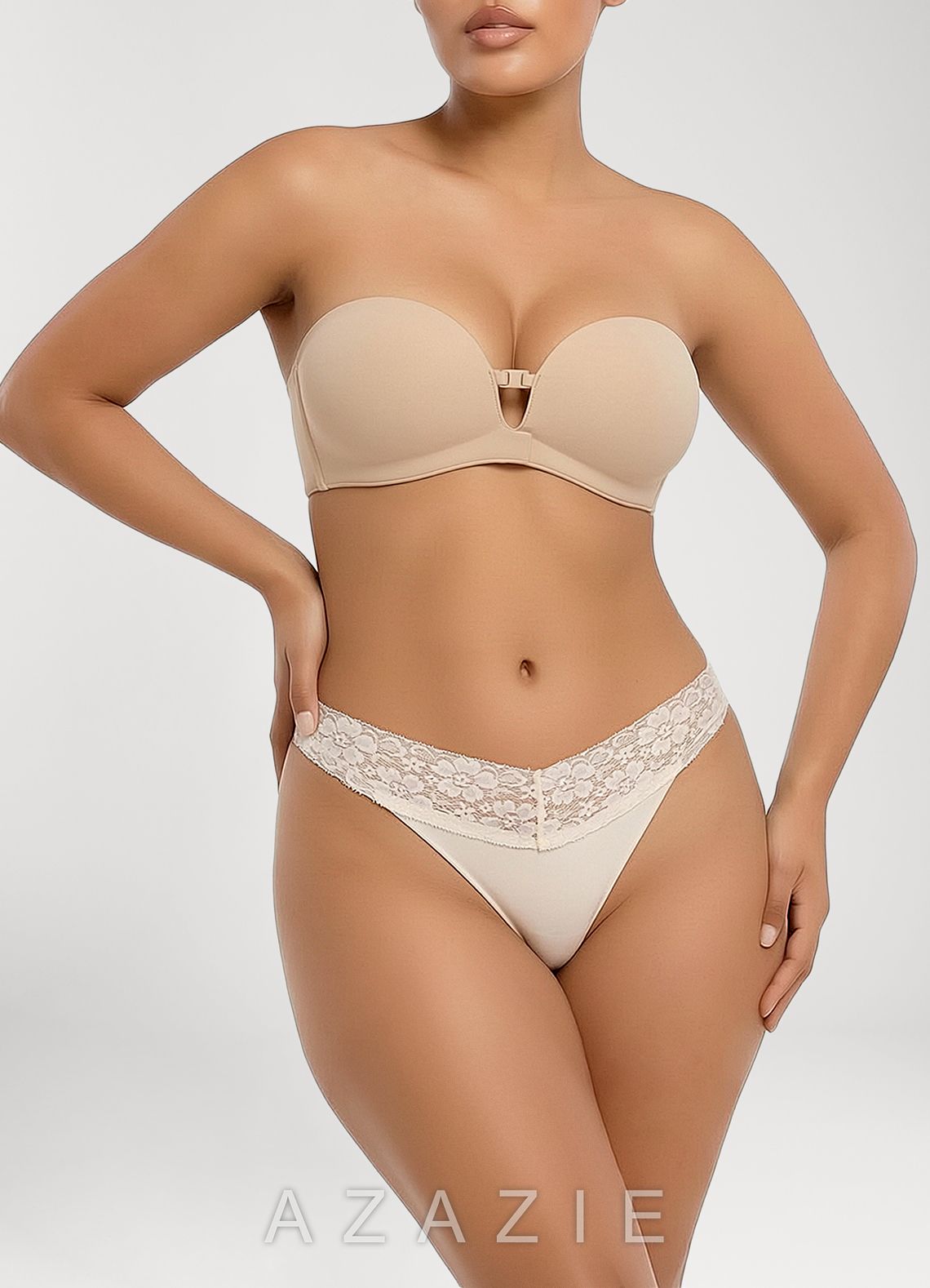 Low Rise Lace Sexy Briefs （3pics）  apricot_cream