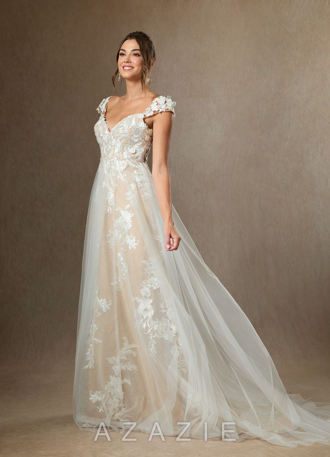 Azazie Moonstone Wedding Dress Diamond White Champagne A-Line Sweetheart Sequins