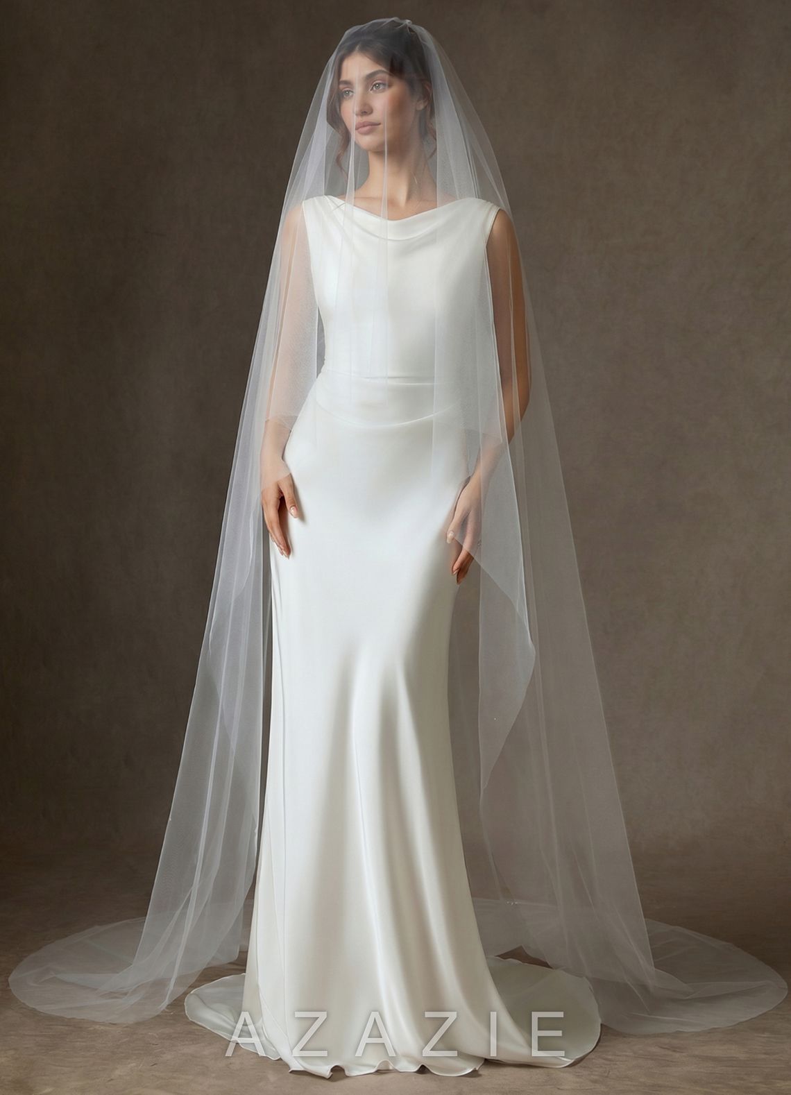 Lace Appliqué Seraphina Chapel Veil  diamond_white