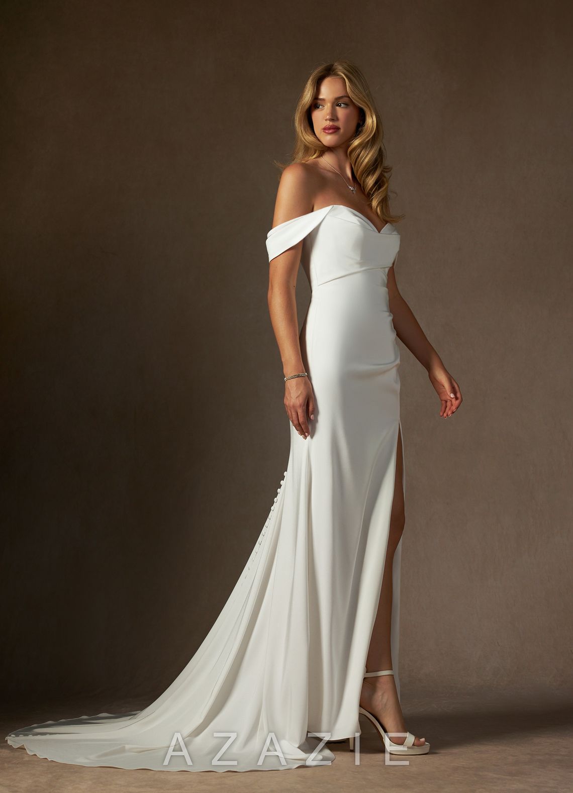 Azazie Brenna Diamond White Mermaid Strapless Crepe Back Satin Dress
