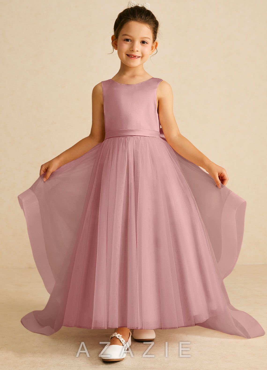 Azazie Pumpkin Dusty Rose A-Line Convertible Tulle Dress dusty_rose