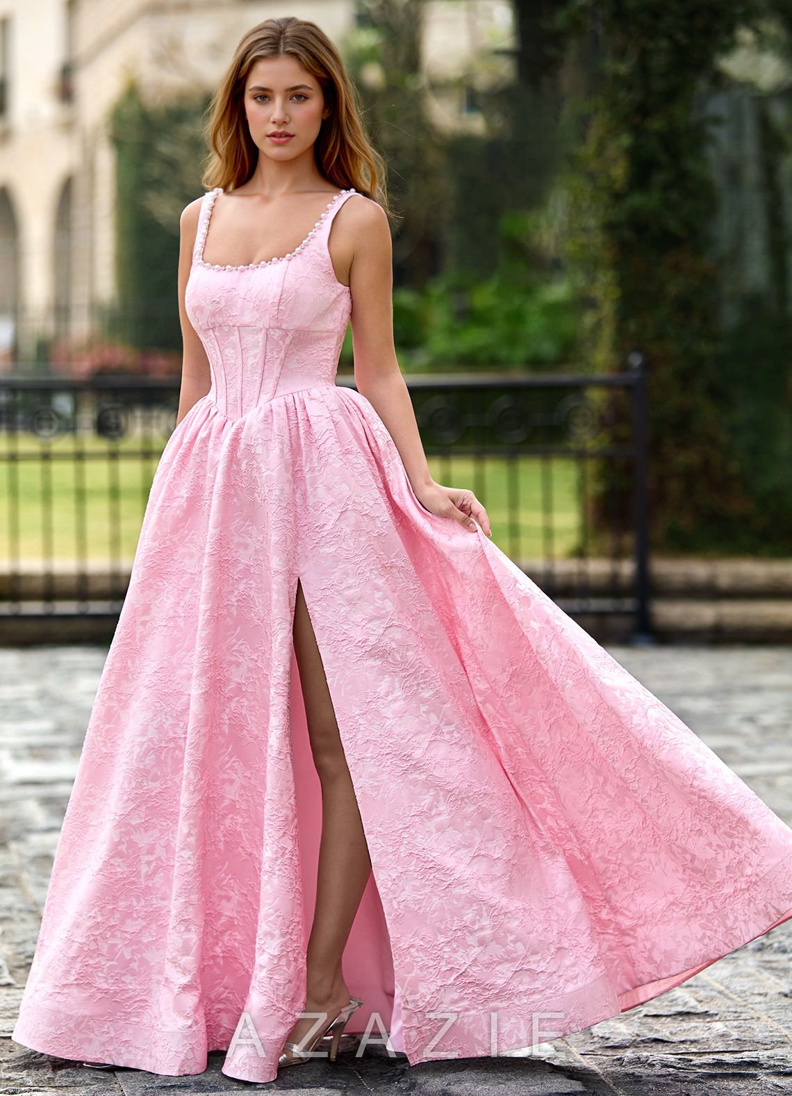 Thyme Pink A-line 3D Flowers Prom Dress  sp_pink_#p134899