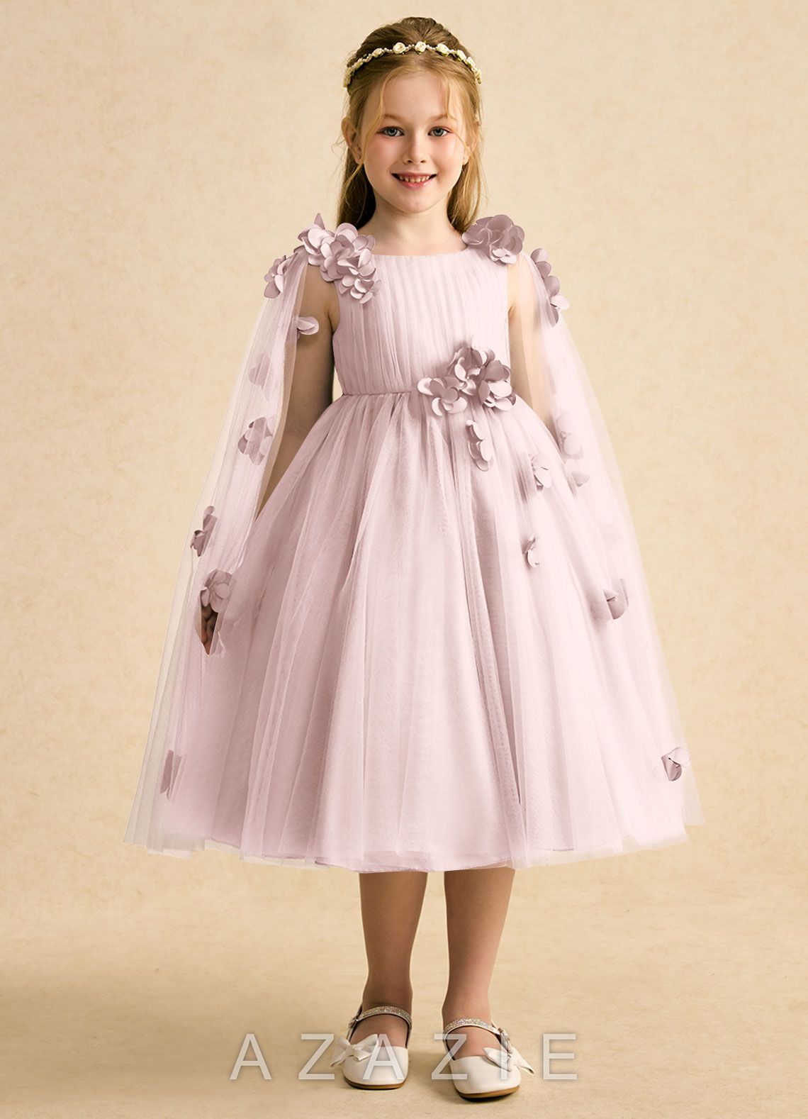 Azazie Staria Blushing Pink Ball-Gown Ruched Tulle Dress blushing_pink