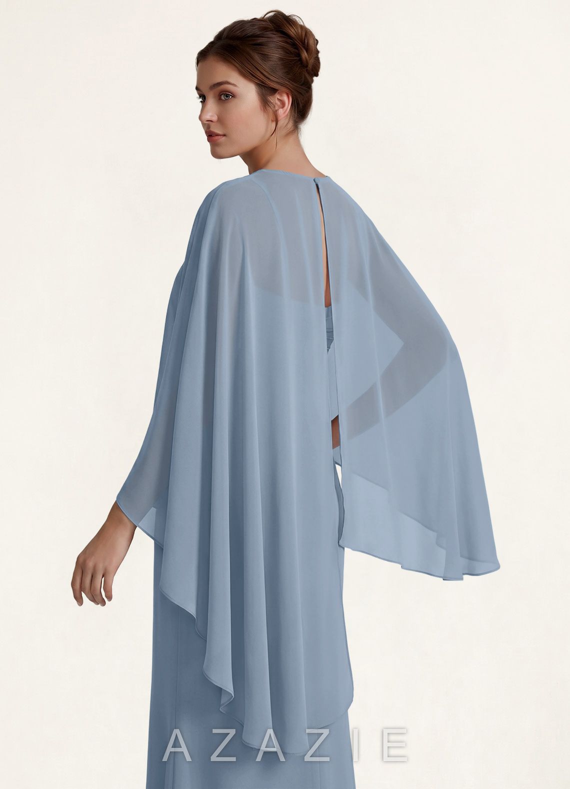 Azazie Matching Color Asymmetric Chiffon Shawl  dusty_blue