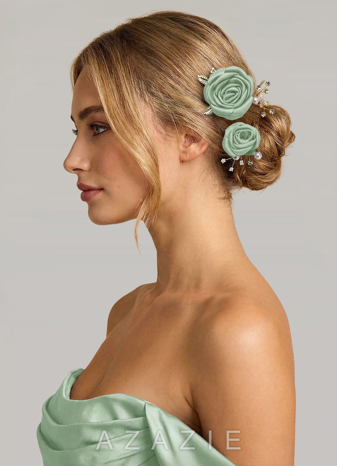Matching Color Matte Satin Rose Hairpin Set