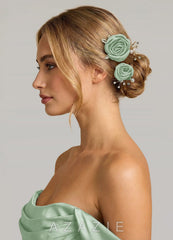 Matching Color Matte Satin Rose Hairpin Set