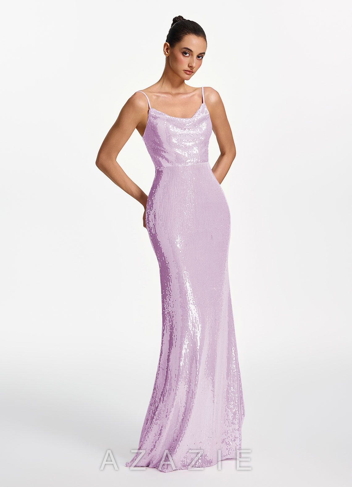 Elodie Lilac Sequins V-neck Mermaid Dress