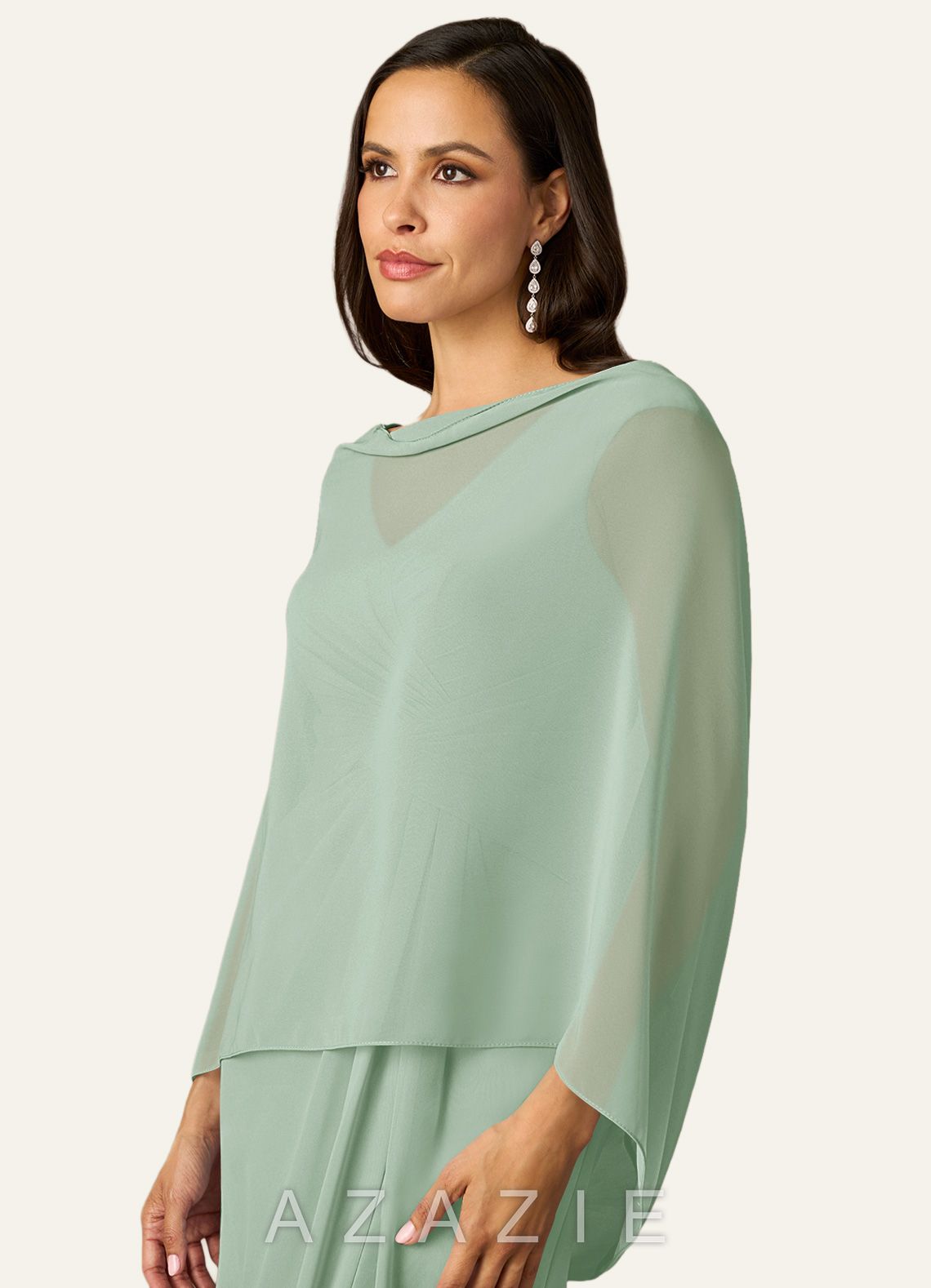 Azazie Matching Color Sarah Chiffon Wrap  agave