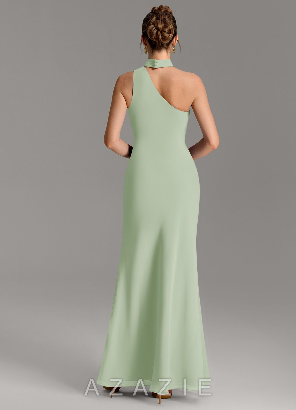 Azazie Seona Dusty Sage Mermaid One Shoulder Chiffon Dress dusty_sage