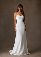 Azazie Tara Diamond White A-Line Crepe Back Satin Dress