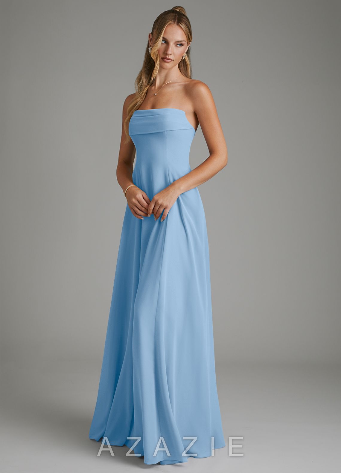 Azazie Selah Powder Blue A-Line Strapless Chiffon Dress powder_blue