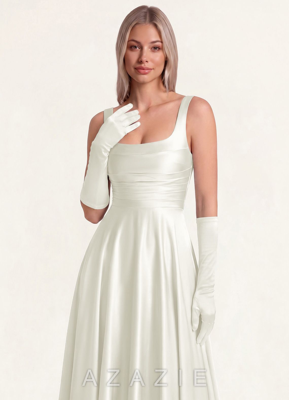 Classic Satin Gloves  ivory