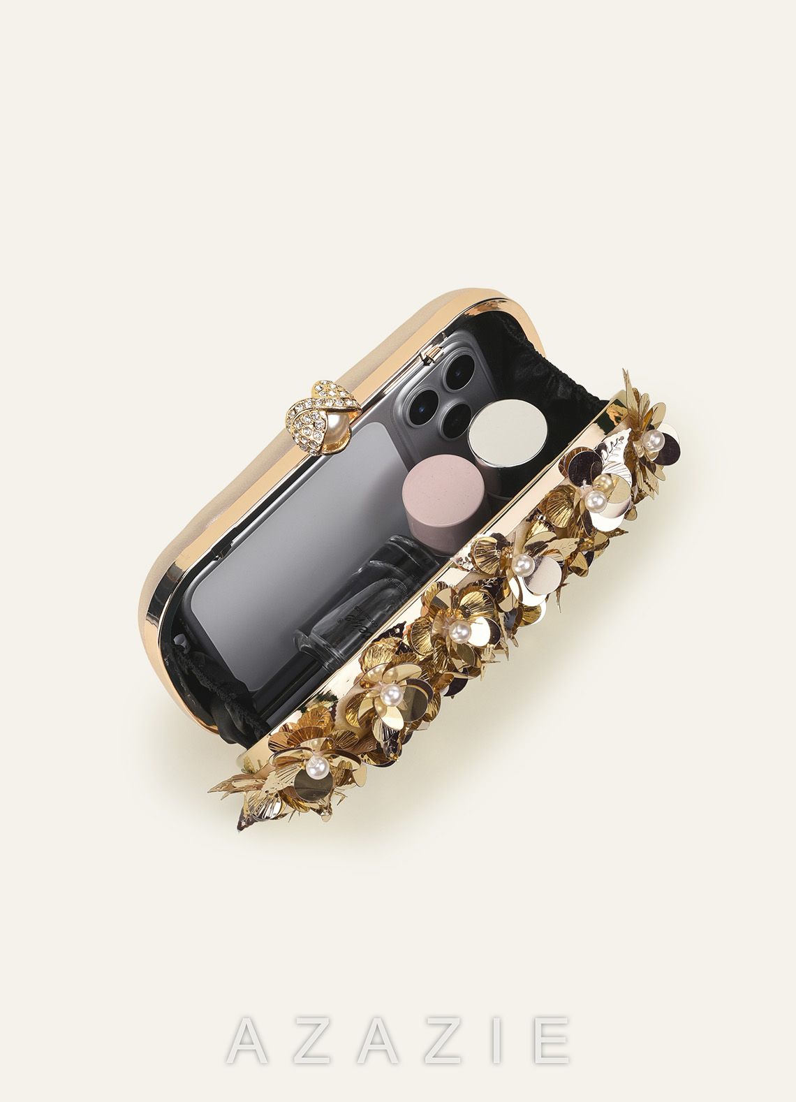 3D Floral Embellished Evening Clutch