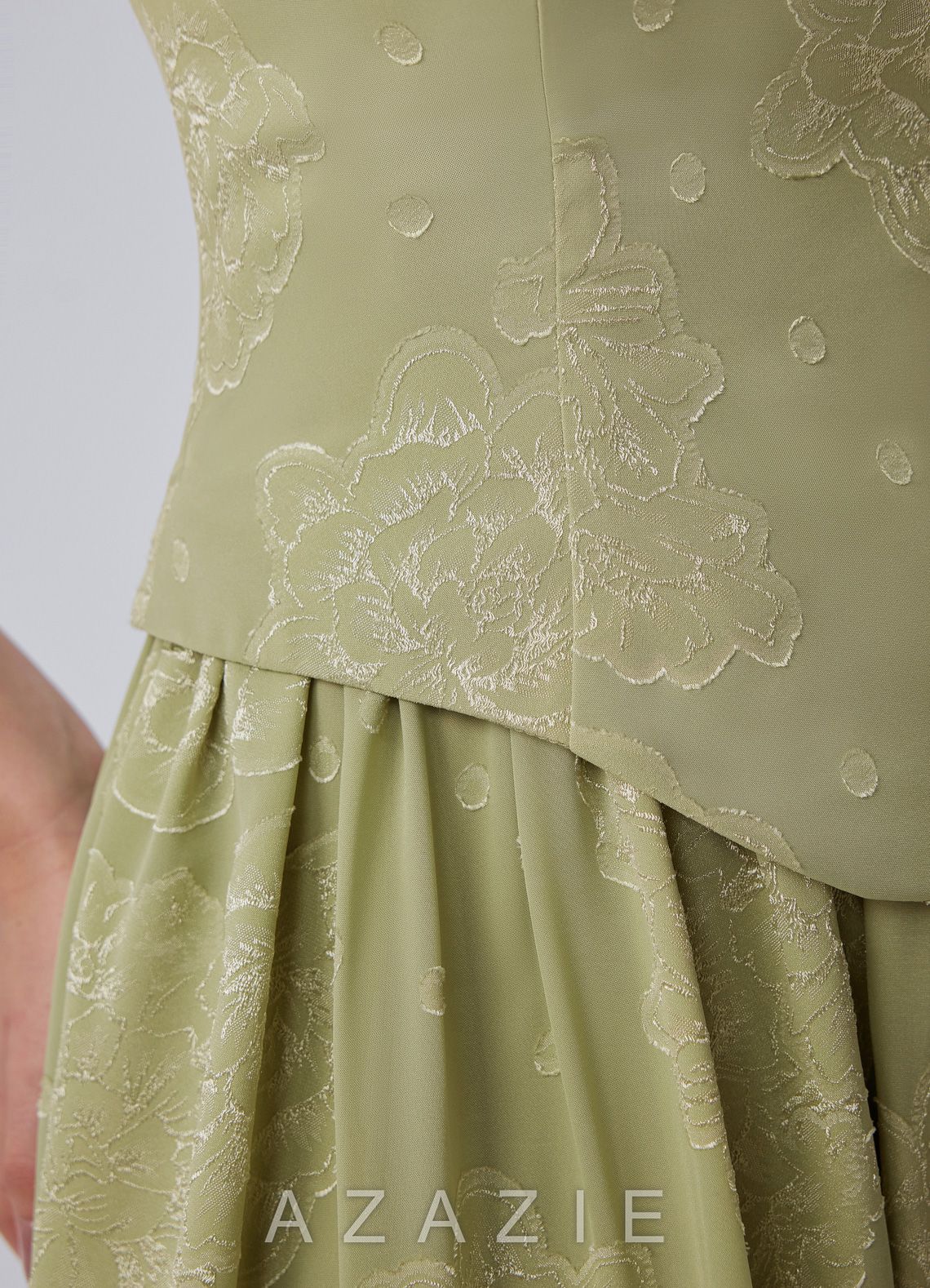 Fioralinda Celadon Jacquard Two-piece Lace-up Mini Dress