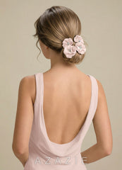 Four-Piece Matching Color Stretch Satin Hair Clip Set
