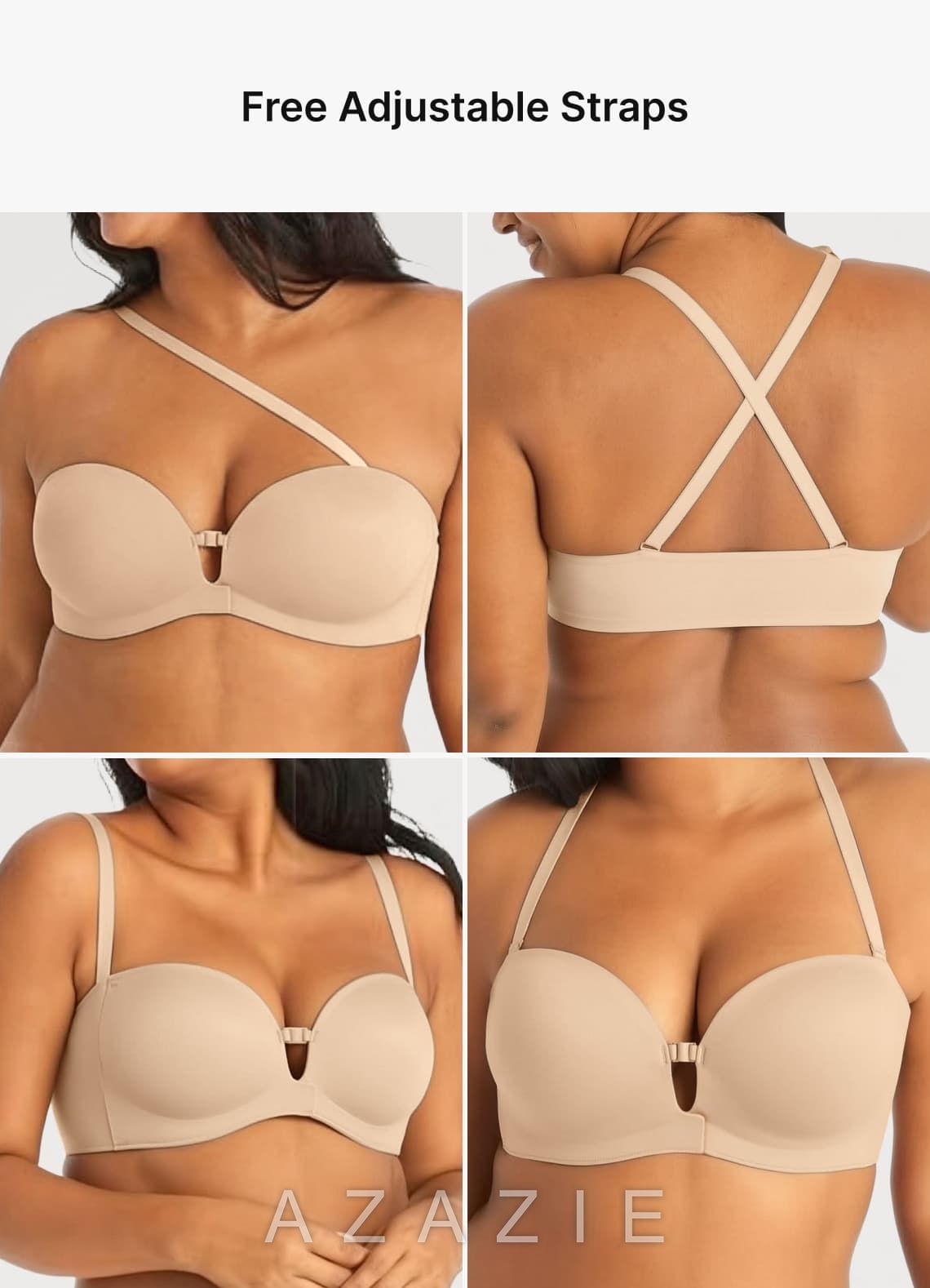 Front Closure Strapless Seamless Push Up Bra (For A/B Cup)