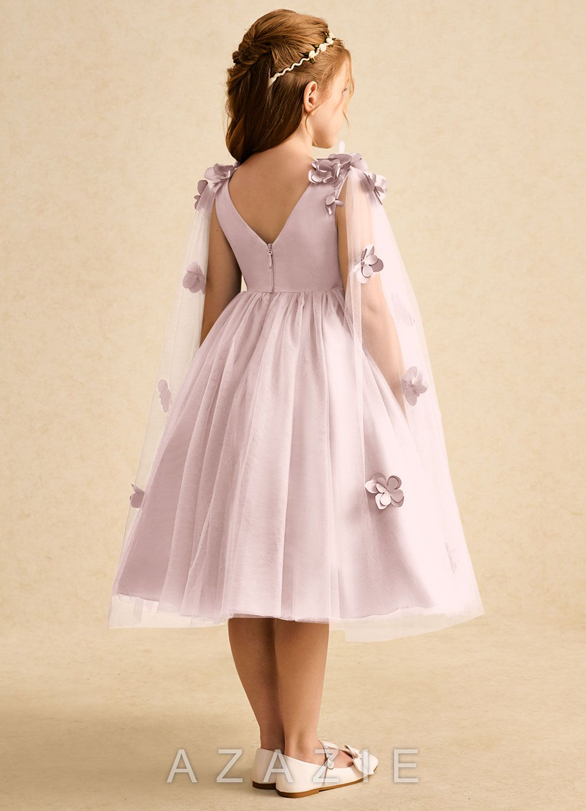 Azazie Staria Blushing Pink Ball-Gown Ruched Tulle Dress blushing_pink