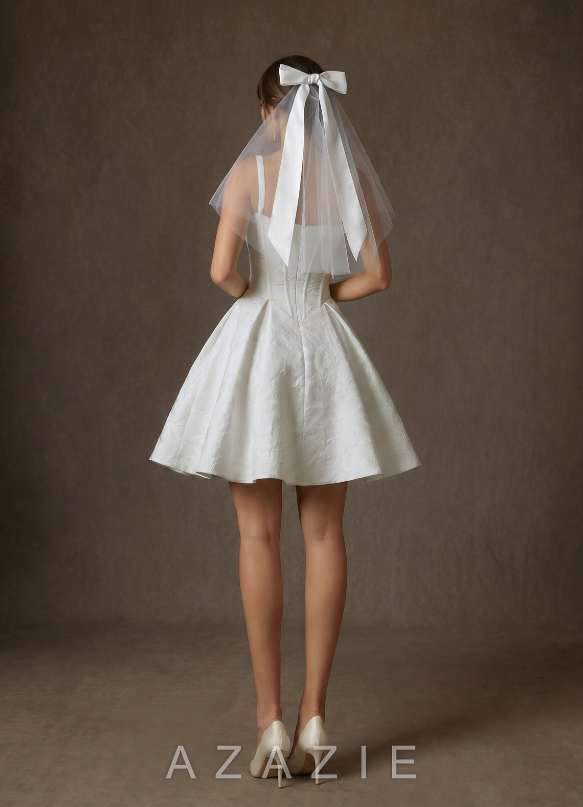 The Satin Bow Shoulder Veil  diamond_white