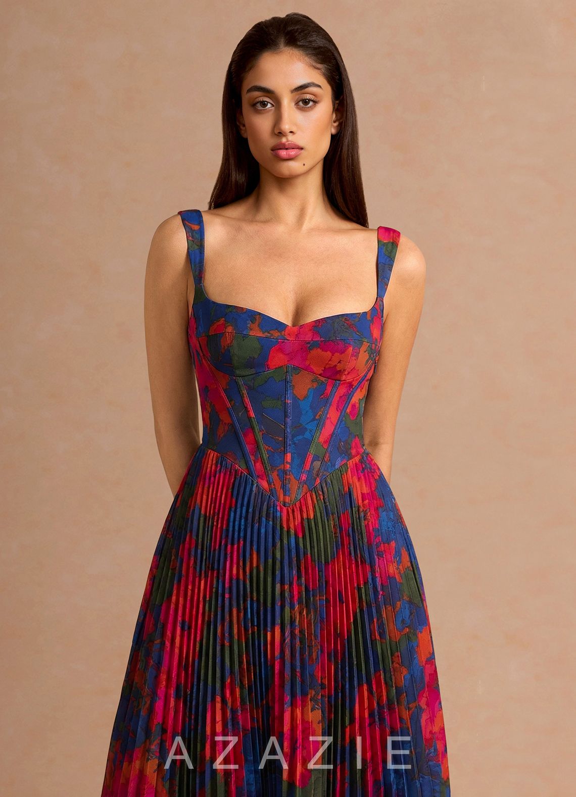 Hagar {color} Midi Dress  sp_orange_multi_#om134443