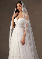 Lace Mantilla Juliette Cathedral Veil  diamond_white