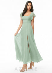 Azazie Bondi Agave A-Line Ruched Chiffon Dress agave