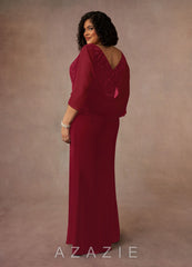 Azazie Laina Burgundy Mermaid Lace Chiffon Dress burgundy