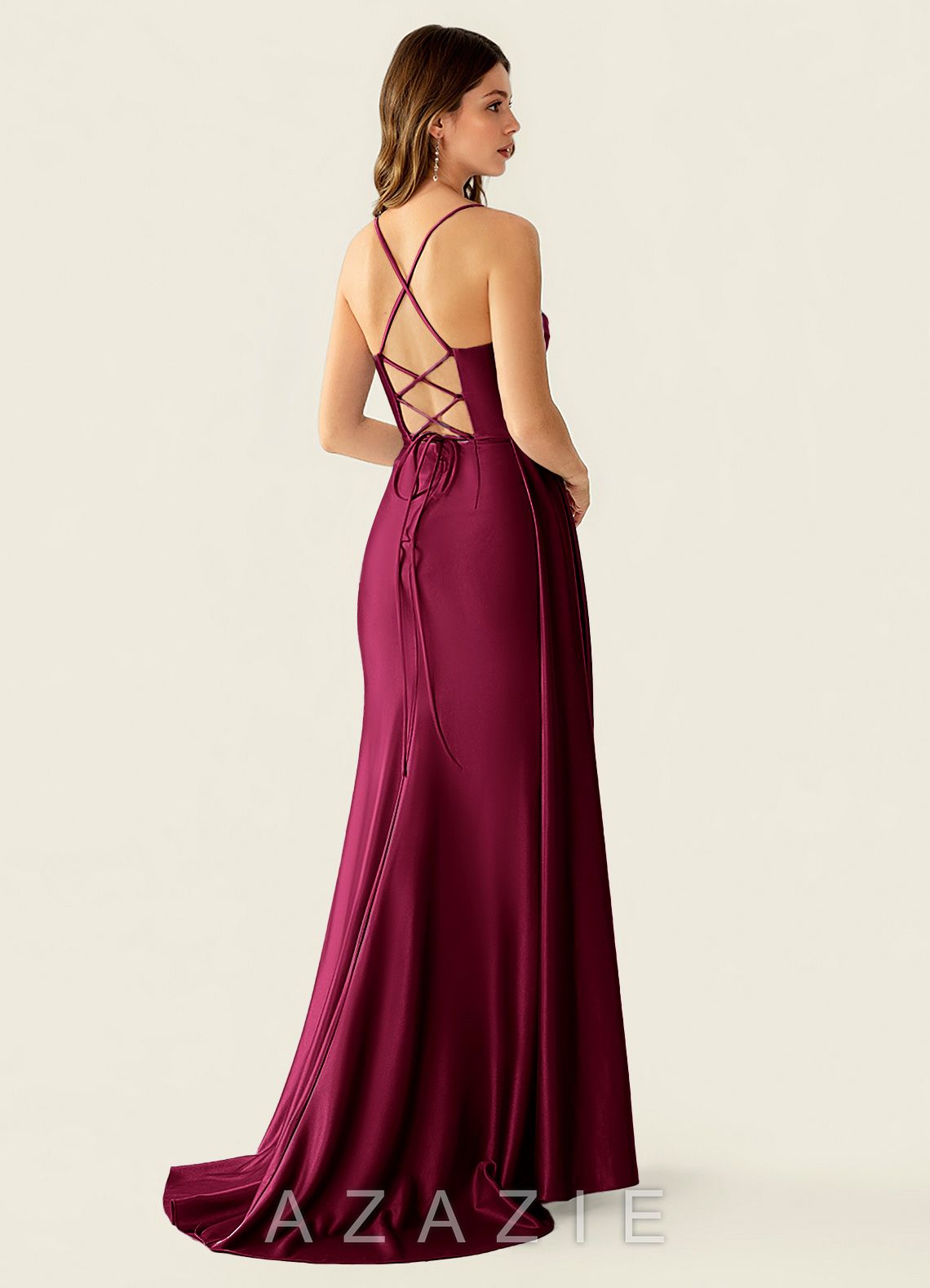 Drape Ankara Red Satin Prom Dress