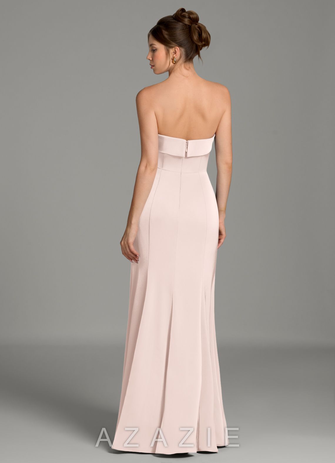 Azazie Helena Blushing Pink Mermaid Strapless Stretch Satin Dress blushing_pink