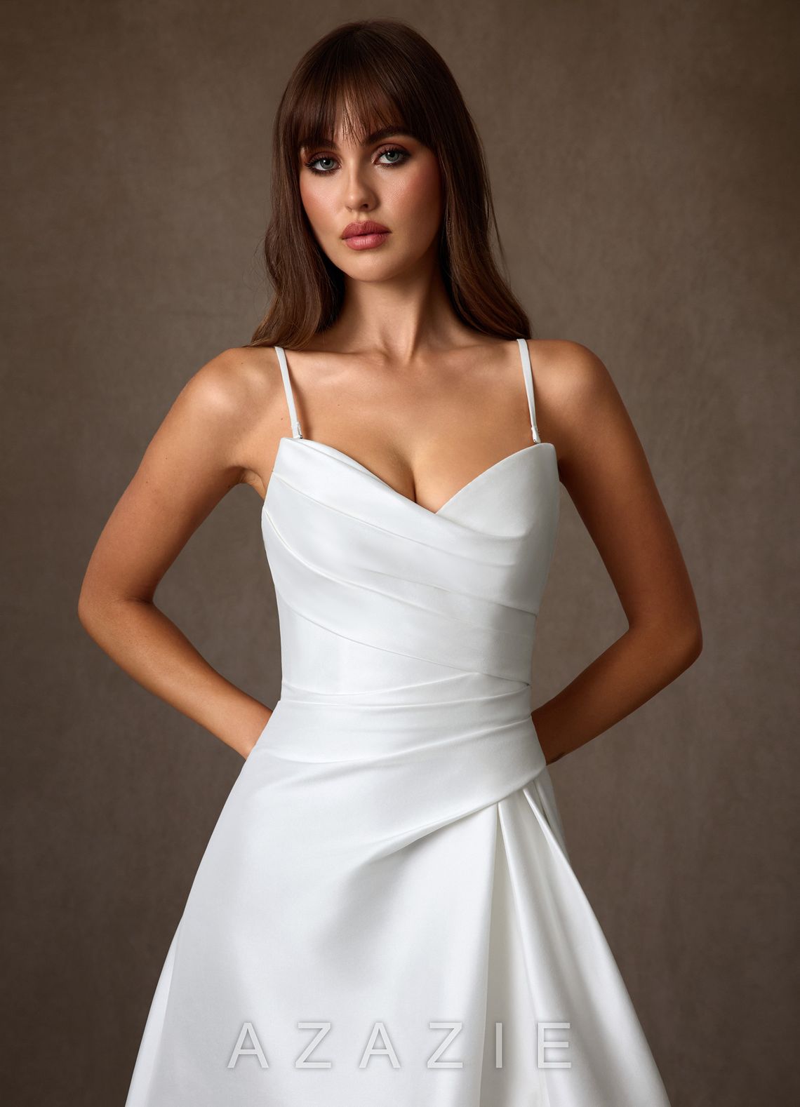Azazie Adinah Diamond White A-Line Strapless Mikado Dress diamond_white