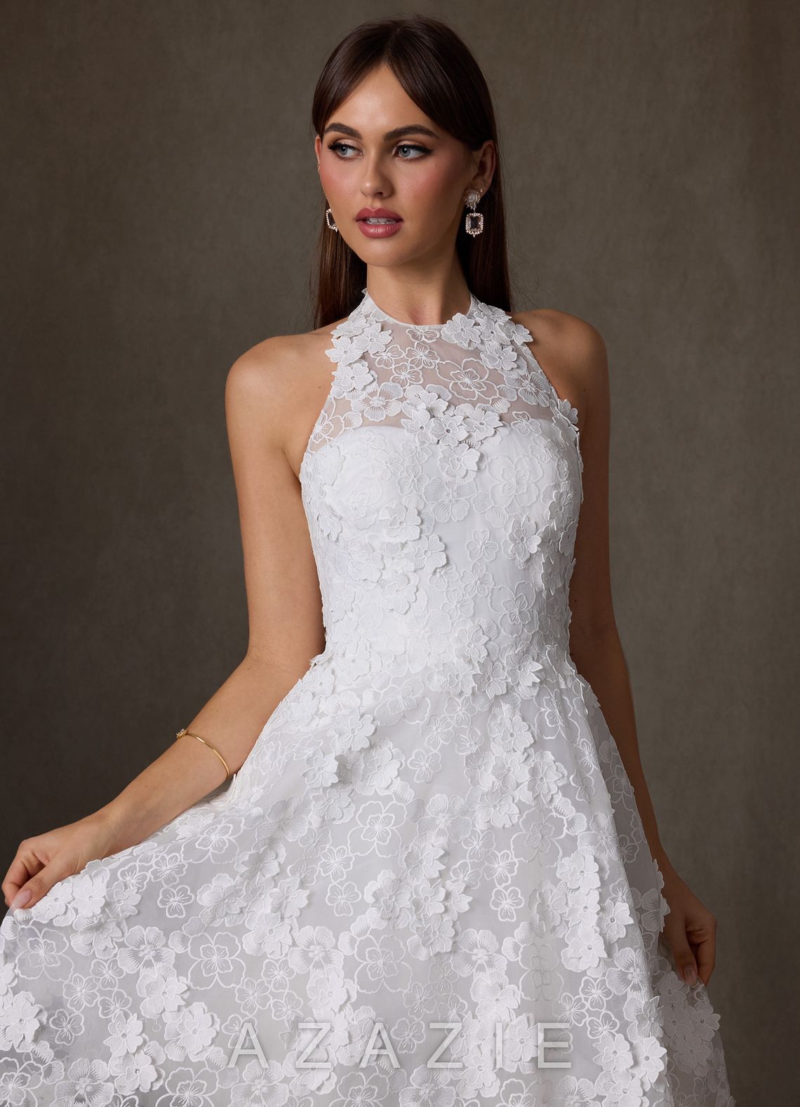 Azazie Cyra Diamond White A-Line Lace Dress diamond_white