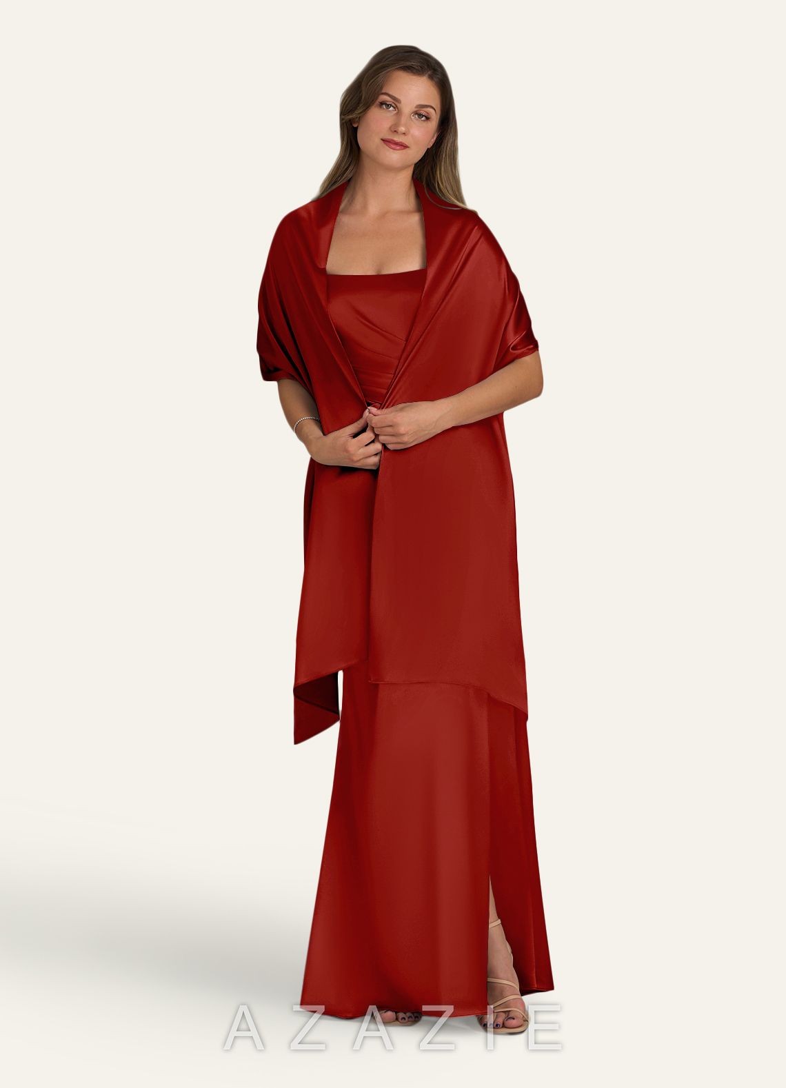 Azazie Matching Color Metallic Satin Shawl