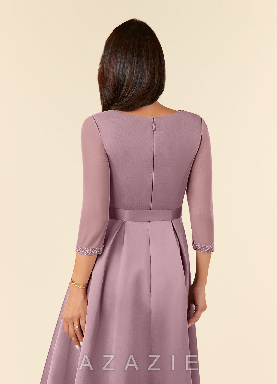 Azazie Maritza Dusty Rose A-Line Pleated Matte Satin Dress dusty_rose