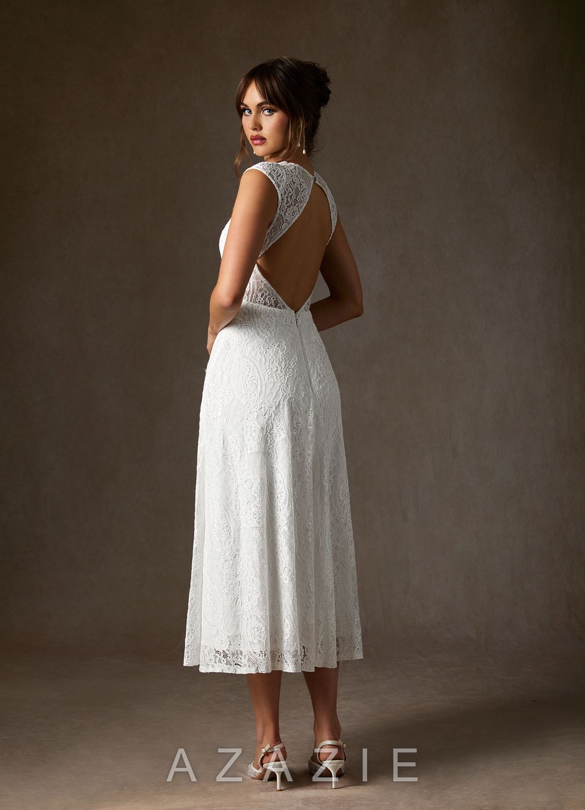 Azazie Lilly Wedding Dress Diamond White A-Line Lace Dress diamond_white
