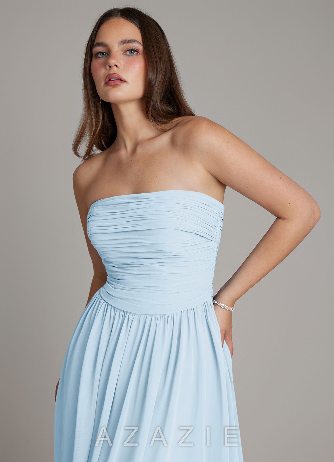 Azazie Andreina Sky Blue A-Line Pleated Chiffon Dress sky_blue