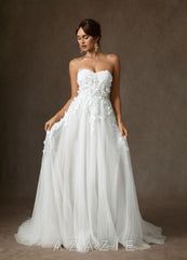 Azazie Wynery Diamond White Ball-Gown Off the Shoulder Lace Dress