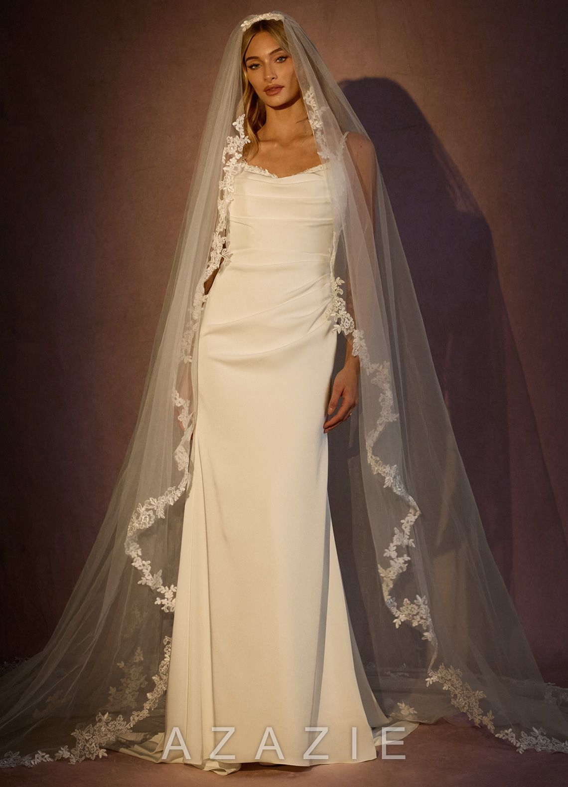 Timeless Floral Grace Lace Cathedral Veil  ivory