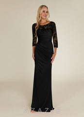 Azazie Alisondra Black Sheath Scoop Lace Lace Dress