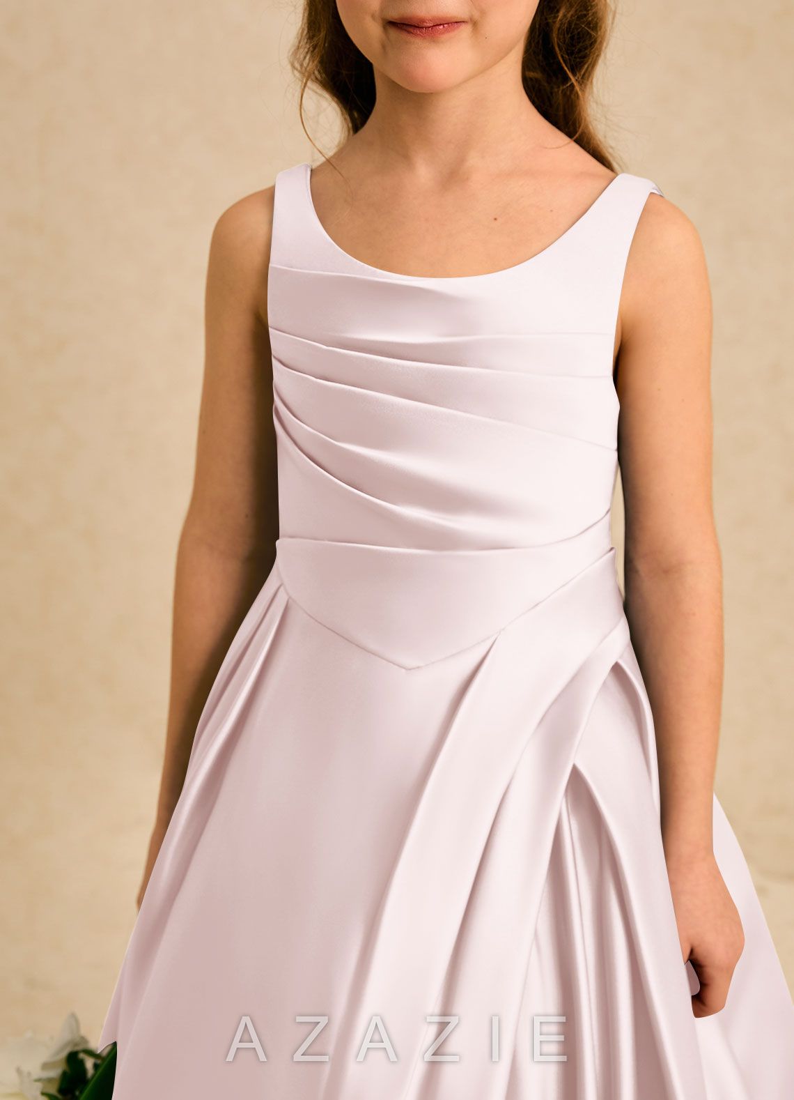 Azazie Audrey Blushing Pink A-Line Pleated Matte Satin Dress blushing_pink