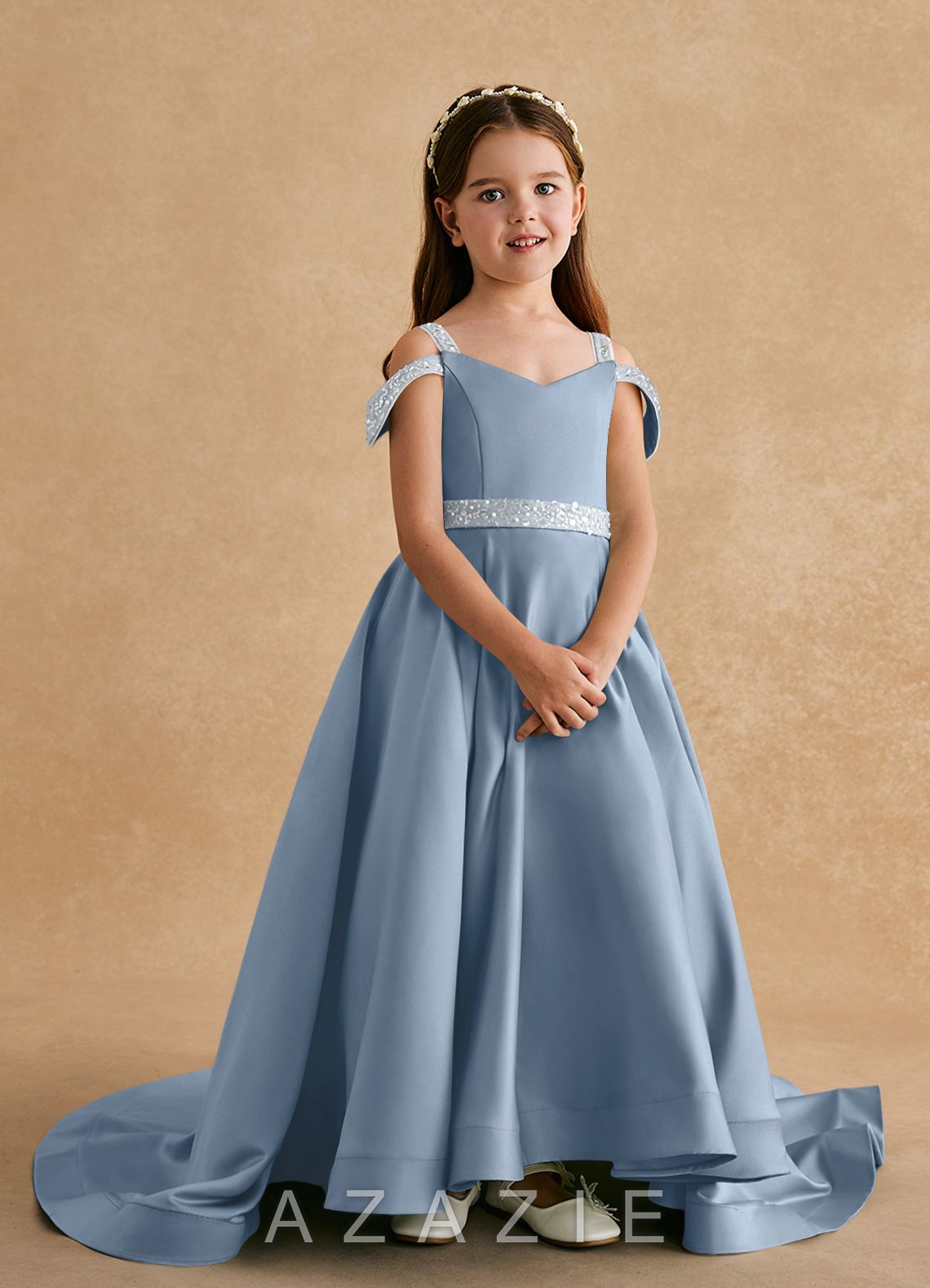 Azazie Jodi Dusty Blue A-Line Matte Satin Dress dusty_blue