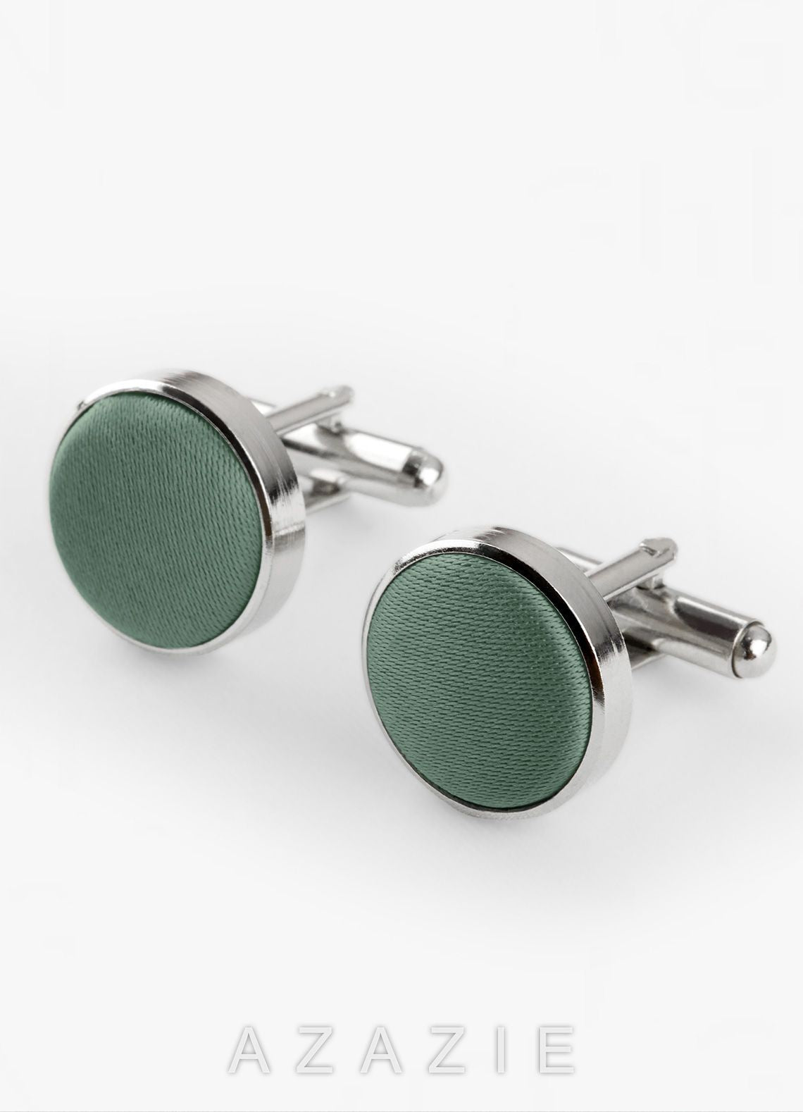 Rounded Matte Satin Cuff Links  eucalyptus
