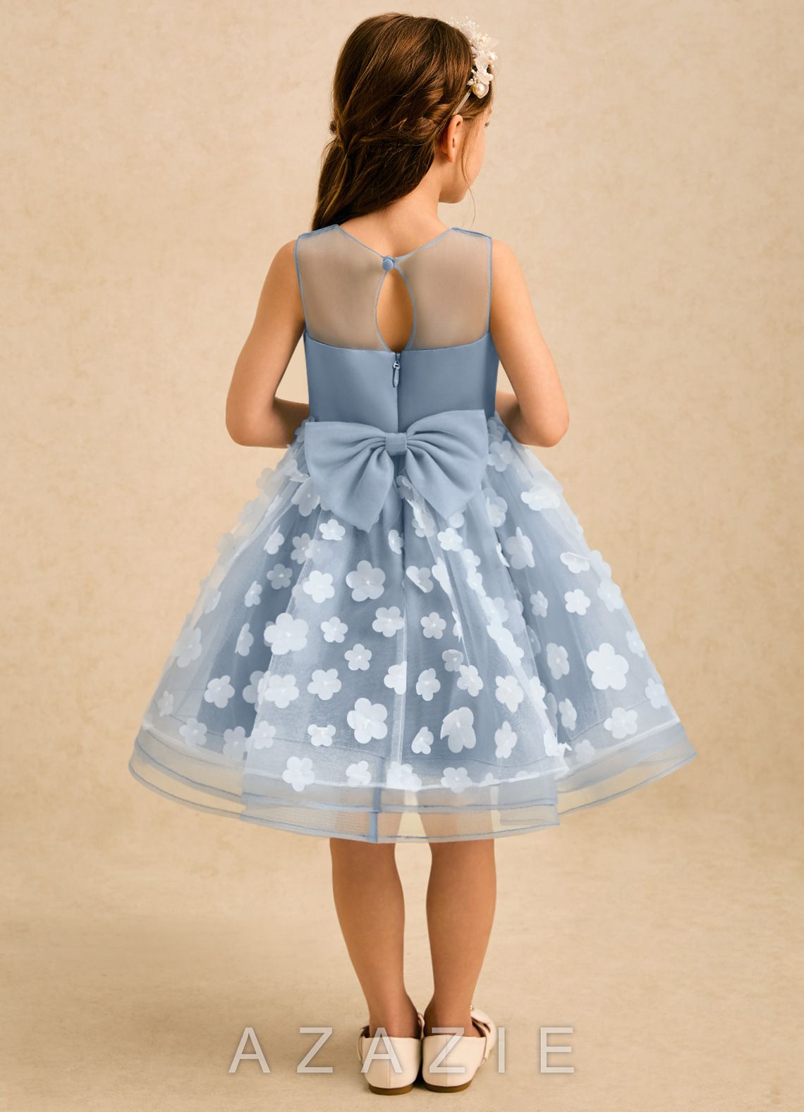 Azazie Billie Dusty Blue Ball-Gown Pleated Matte Satin Dress dusty_blue