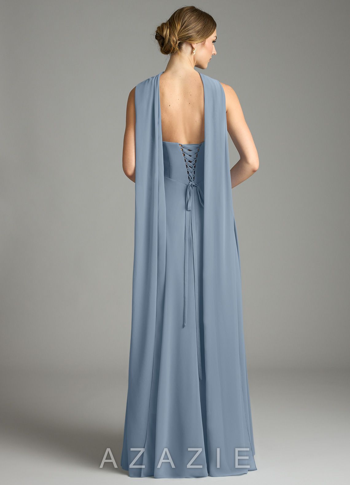 Azazie Ayla Dusty Blue A-Line Sweetheart Neckline Chiffon Dress dusty_blue