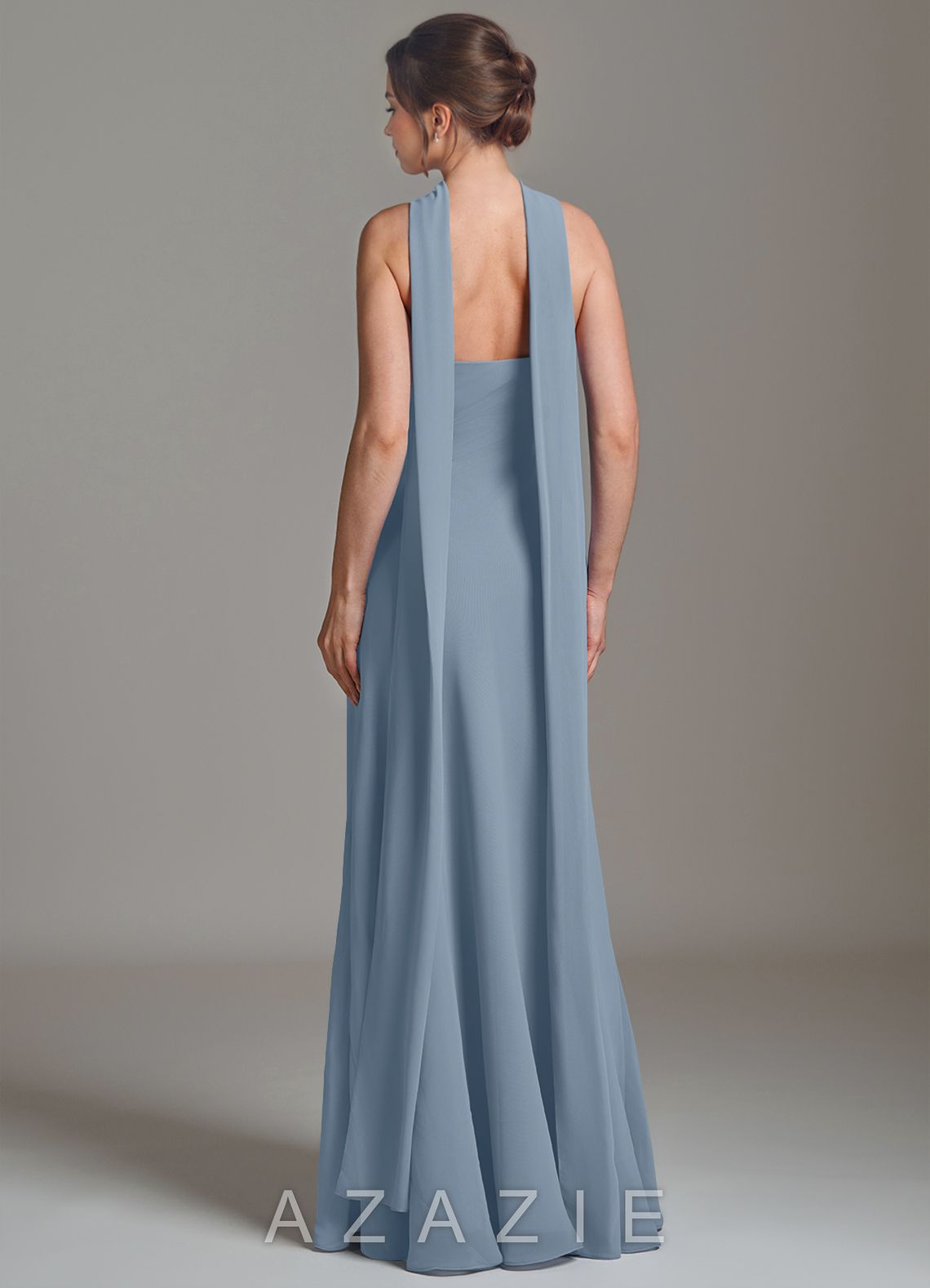 Azazie Ilana Dusty Blue A-Line Strapless Chiffon Dress dusty_blue