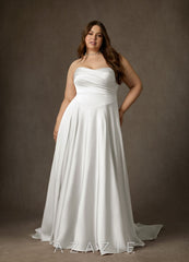 Azazie Alta Diamond White A-Line Strapless Stretch Satin Dress diamond_white