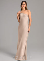 Azazie Monroe English Rose Mermaid One Shoulder Stretch Satin Dress