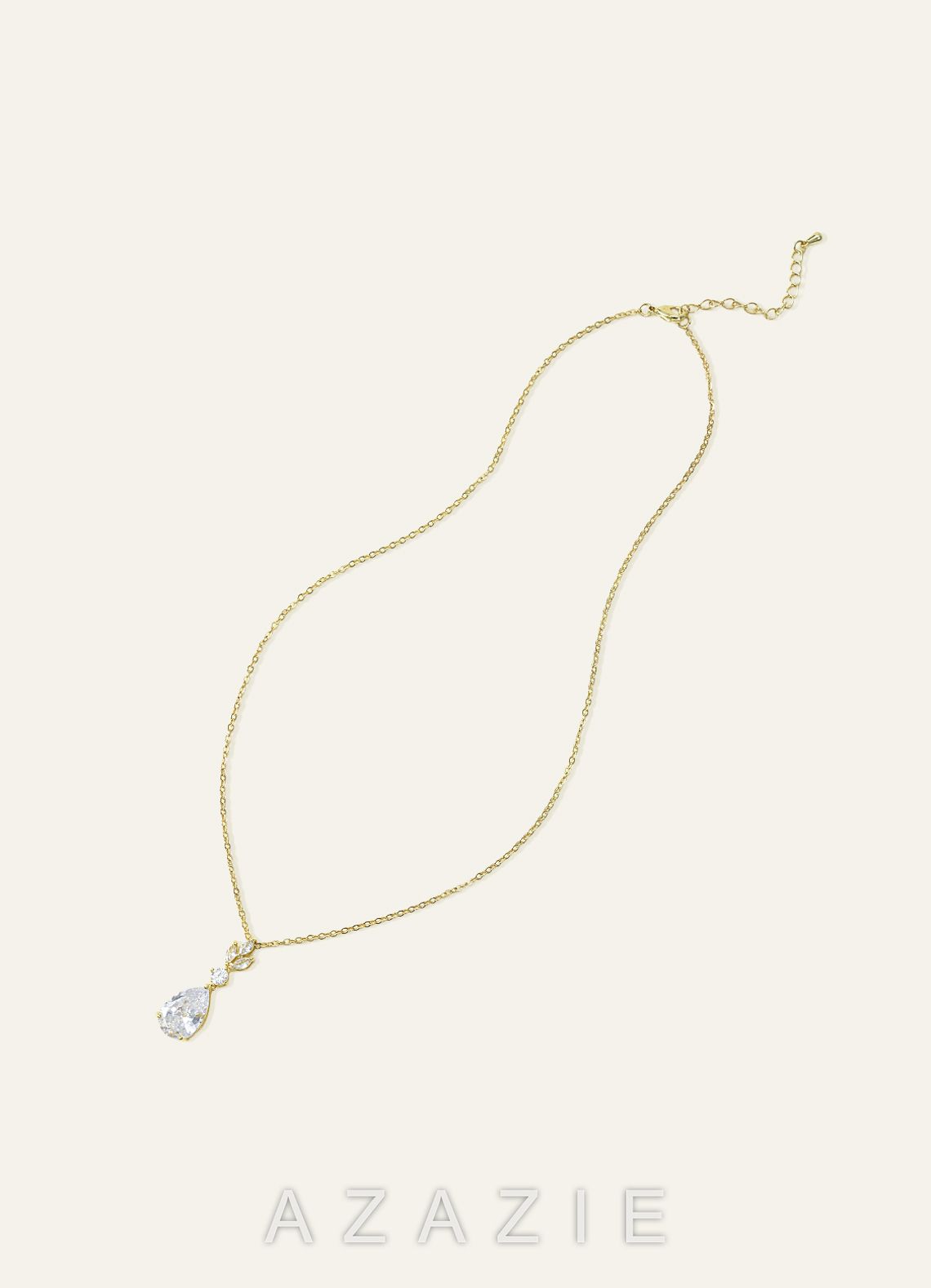 Pear Cut CZ Pendant Necklace  gold