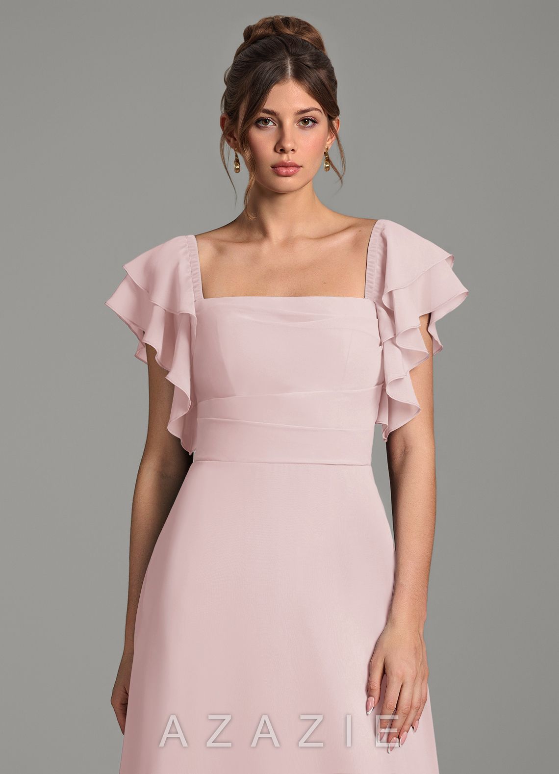 Azazie Dacia Blushing Pink A-Line Ruched Chiffon Dress blushing_pink