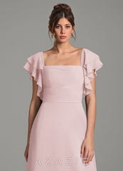 Azazie Dacia Blushing Pink A-Line Ruched Chiffon Dress blushing_pink